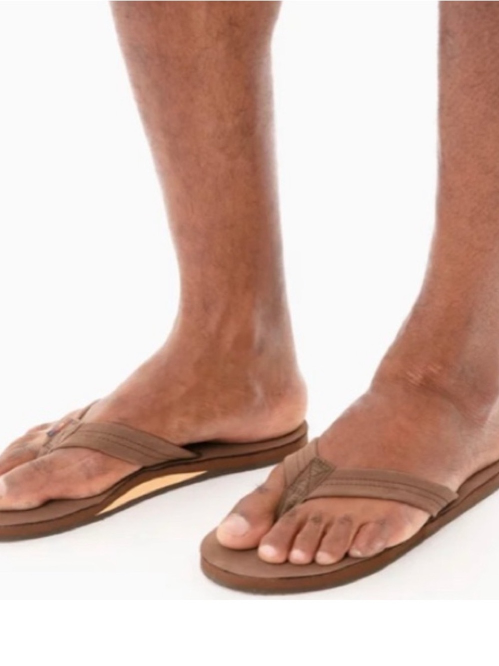 Rainbow Sandals Tan Leather Flip Flops Men’s Size 7-8 Comfort Beach Casual